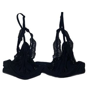Aerie Unlined Triangle Black Bra